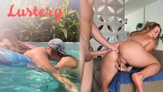 Buxom világos szőke amateur seggét kúrják úszás után