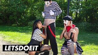 Sexy Street Mimes bemutatja: Bombázó édeshármas hatalmas mellekkel és méretes farkakkal a LetsDoeIt csatornán